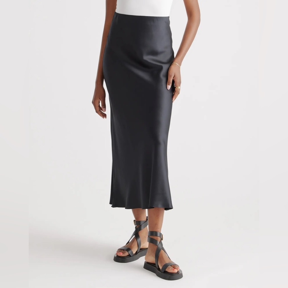 NWT! Quince 100% Washable Silk Maxi Skirt in Black, Size S
